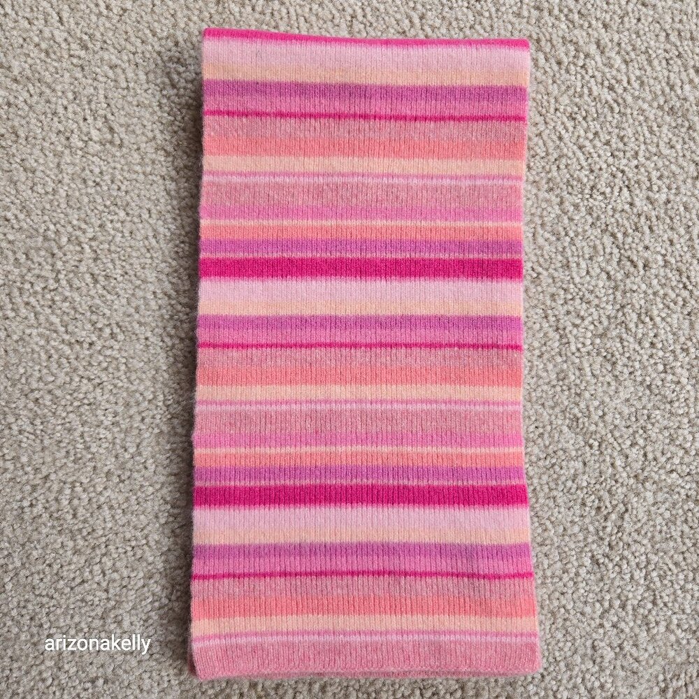Ralph Lauren Wool Knit Scarf Pink Stripes